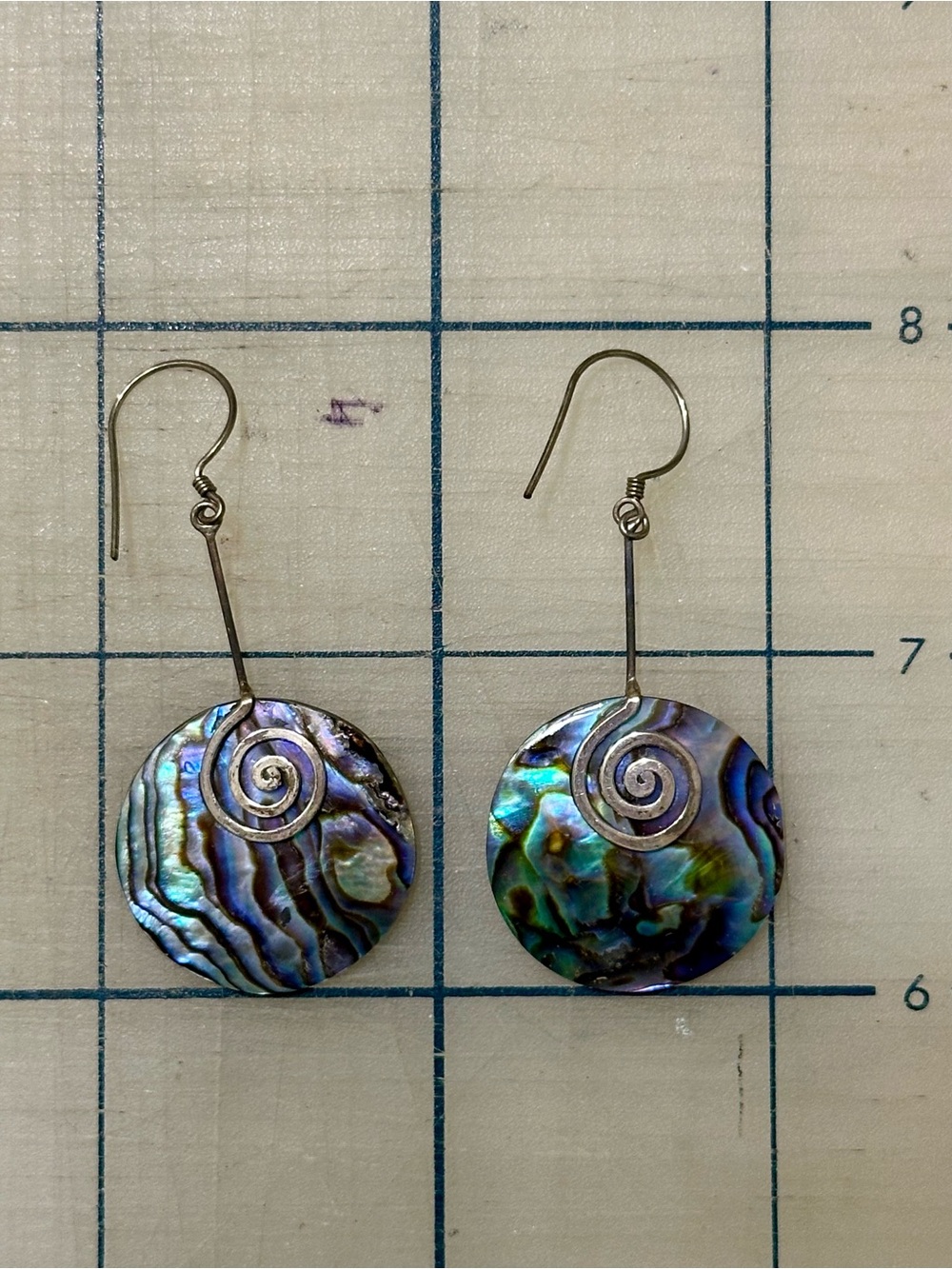 Abalone, Mother of Pearl Beach Vibe Dangle Drop Earrings.